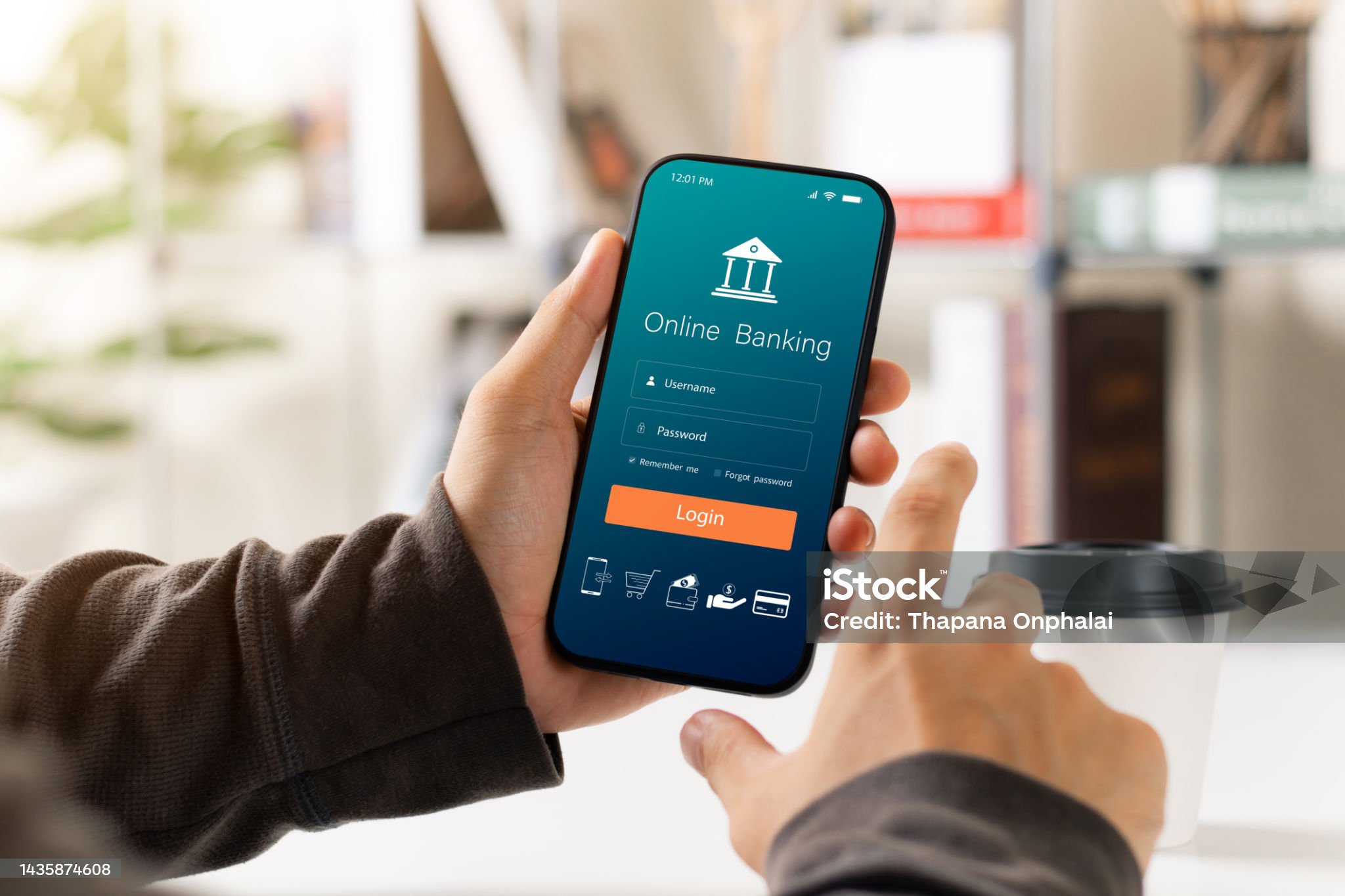 Customer logging into online banking to pay a bill